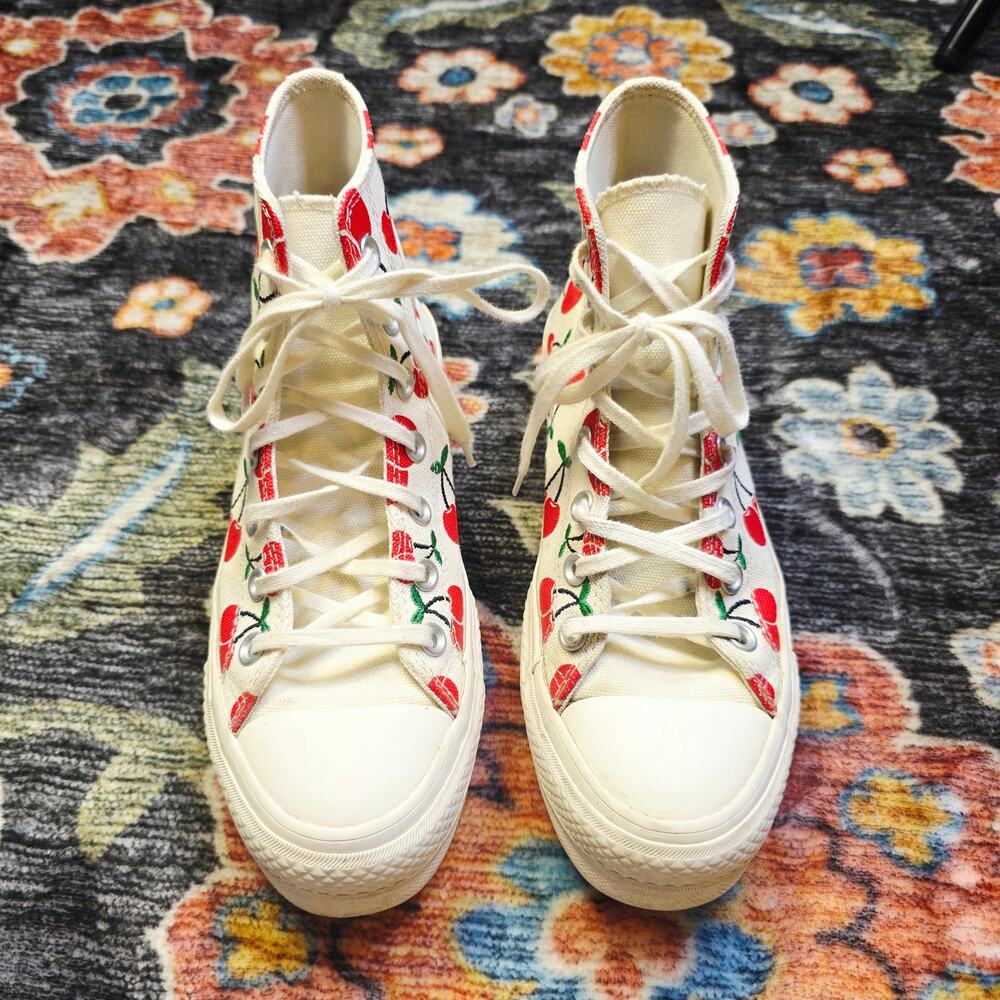 Converse Chuck Taylor All Star Platform Cherry High Top Sneakers Size 7 Cute - Picture 9 of 13